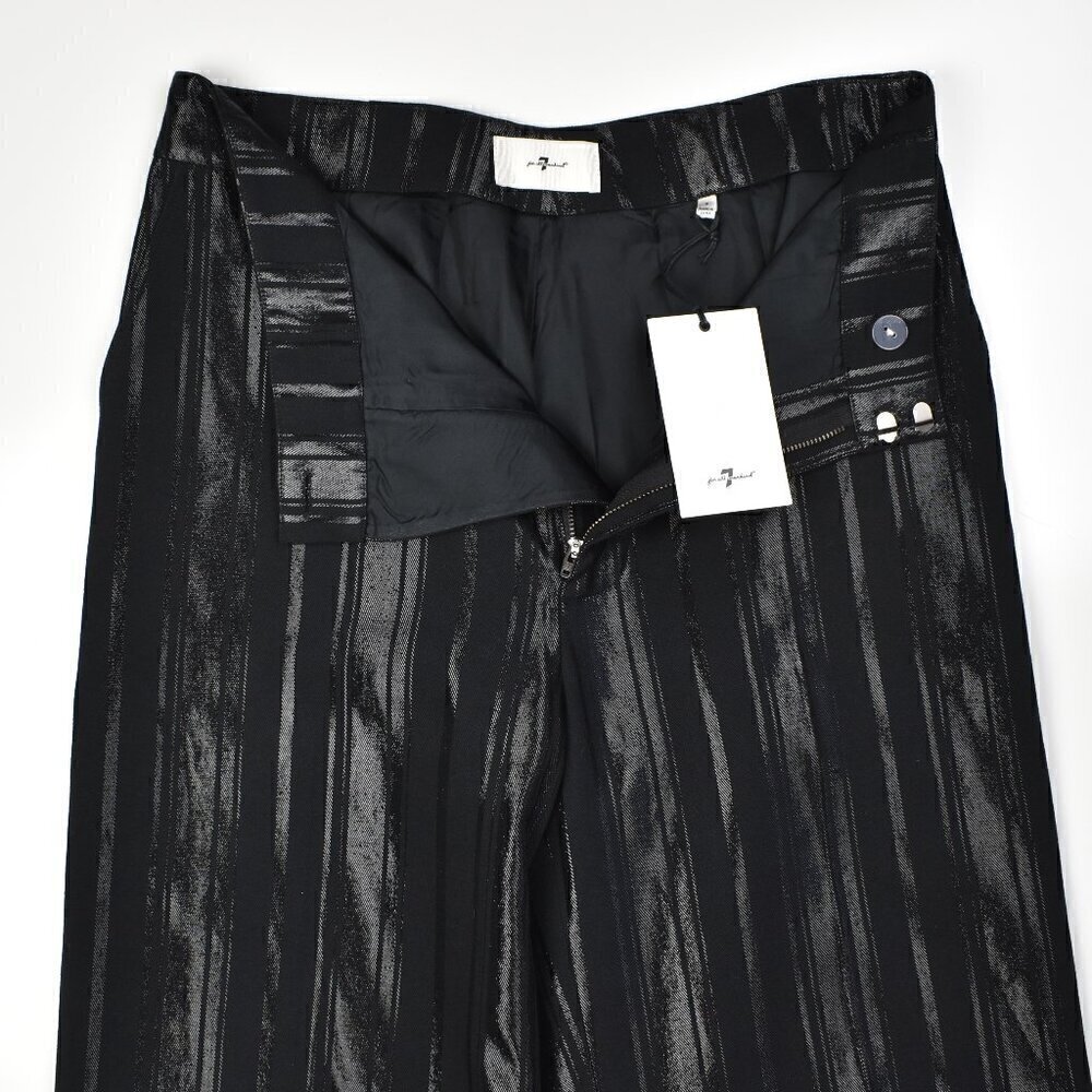 7 For All Mankind Wide Leg Shine Bottom Stripe Pants NEW S - Picture 6 of 7